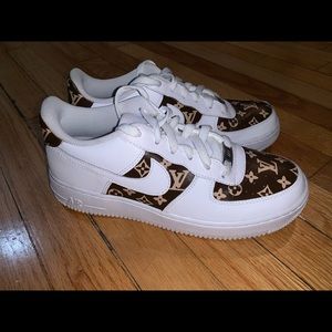 Nike Air Force One customized Louis Vuitton shoes.